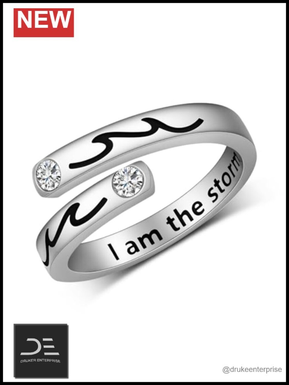 Sterling Silver Inspirational Adjustable Ring Statement Jewelry